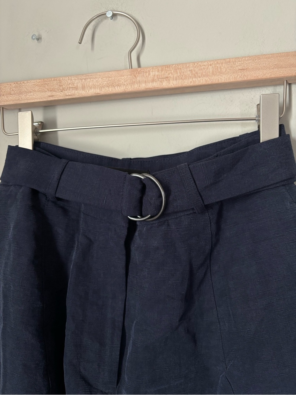 NWT Banana Republic Navy TENCEL Linen Blend Paperbag Wide Leg Pants Size 2 - Picture 3 of 7